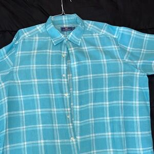 Vineyard Vines Casual Blue and White Plaid Shirt